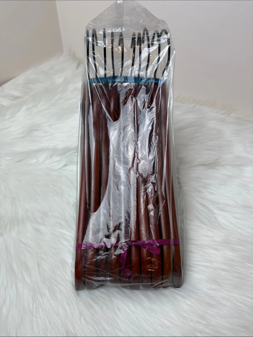 Brookstone Premium Wooden Hangers with Bar in Mahogany  - Set of 10